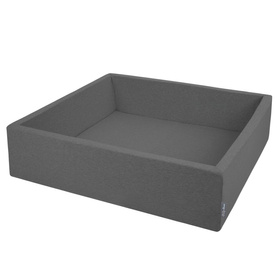 KiddyMoon Piscine À Balles Grande Carré pour Bébé, Fabriqué en UE, gris foncé, 120x30cm/SANSballes