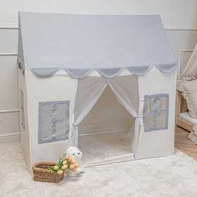 KiddyMoon Tente de Jeux Pour Enfants Maison En Forme De Pavillon Maison Pliable Cabane Enfant Espace Créatif Et Confortable Pour Jouer Intérieur Et Extérieur, blanc-gris, SANSballes