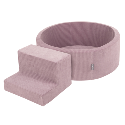 KiddyMoon Parcours Motricité En Mousse Avec Balles Enfants Favorise Créativité, Violet : bleu pastel/perle/rose poudré/blanc, Piscine (100 Balles) + Marches