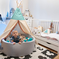 KiddyMoon Piscine à Balles ∅ 7Cm pour Bébé Rond Fabriqué En UE, beige clair, 90x30cm/200 Balles