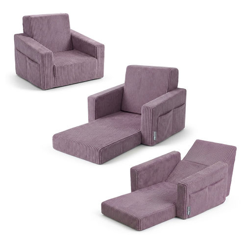 KiddyMoon Fauteuil Pliable pour Enfant en Mousse Canapé Convertible 2 en 1, violet, UNI