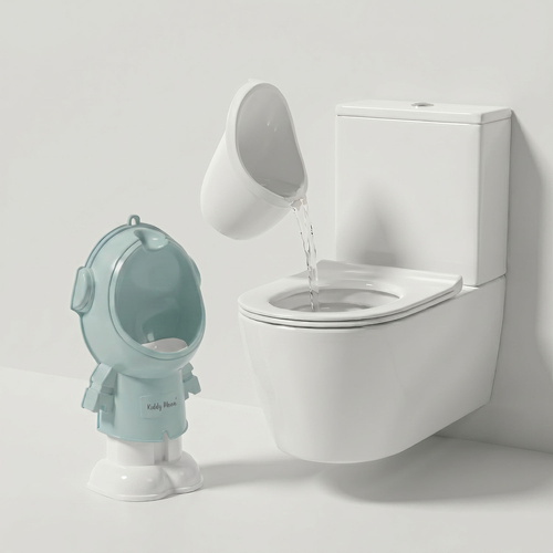 KiddyMoon Pot Bébé Urinoir pour Enfants, Hauteur Réglable Motif Astronaute, bleu, UNI