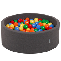 KiddyMoon Piscine à Balles ∅ 7Cm pour Bébé Rond Fabriqué En UE, gris foncé: jaune/vert/bleu/rouge/orange, 90x30cm/300 Balles
