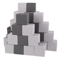 KiddyMoon Blocs Souples Jouets pour Bébé Mousse Squeeze Jouer Jouet Éducatif, cubes: gris clair/gris foncé, 48 Pieces