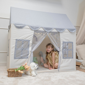 KiddyMoon Tente de Jeux Pour Enfants Maison En Forme De Pavillon Maison Pliable Cabane Enfant Espace Créatif Et Confortable Pour Jouer Intérieur Et Extérieur, blanc-gris: beige pastel/blanc/noir, 200 Balles