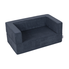 KiddyMoon Canapé en Mousse pour Enfants avec Balles Pour chambre d'enfant Léger Modulable Confortable Housse Amovible Parfait pour Jouer Lire et Se Détendre, bleu foncé, Canapé