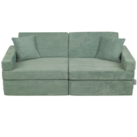 KiddyMoon Canapés Pliant pour Enfants Canapé-Lit Convertible Bébés-Canapé Lit Coucher Salle de Jeux Pliable Matelas au Sol Mini-Canapé Chaise-Lit, vert, Canapés avec 2 Oreillers