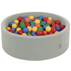 KiddyMoon Piscine À Balles ∅ 7Cm pour Bébé Rond Fabriqué en UE, sauge : jaune/vert/bleu/rouge/orange, 90x30cm/200 Balles