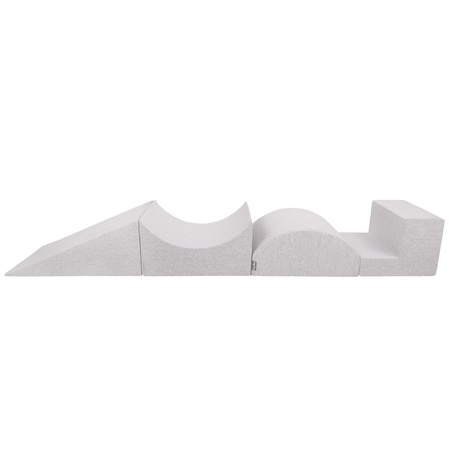 KiddyMoon Aire De Jeux en Mousse avec Rond Piscine à Balles pour Enfants, gris clair: gris/blanc/turquoise, Piscine (200 Balles) + Version 5
