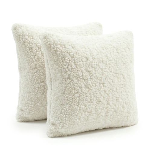 KiddyMoon Lot de 2 Coussins Décoratifs pour Enfant Et Housse Teddy Chambre Enfant, crème, 2 Oreillers