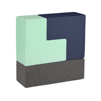 KiddyMoon blocs mous pour bébé cubes de construction en mousse, mix: gris clair/gris foncé/bleu foncé/menthe, 9 Pieces