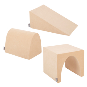 KiddyMoon aire de jeux velours mousse pente L/colline/tunnel, beige sableux, Multi-Taille