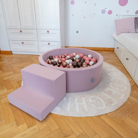 KiddyMoon Aire De Jeux en Mousse avec Rond Piscine à Balles pour Enfants, bruyère: brun/cuivre/beige pastel/saumon, Piscine (200 Balles) + Version 4