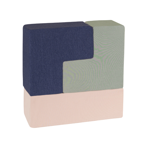 KiddyMoon blocs mous pour bébé cubes de construction en mousse, mix: bruyère/bleu foncé/beige/sage, 9 Pieces