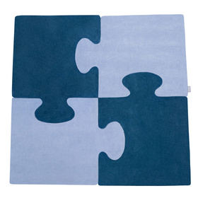 Puzzle en mousse doux tapis de motricité pour enfants tapis d'éveil pour bébé 4 éléments KiddyMoon, Bleu Lagune/Bleu Glacier 