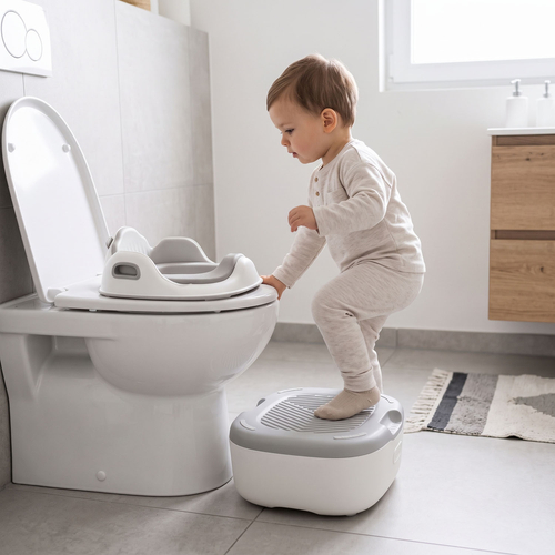 KiddyMoon Pot de Toilette pour Enfants avec Couvercle Verrouillable, gris, UNI