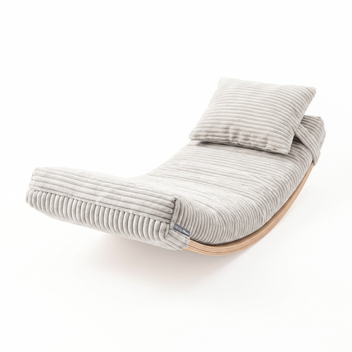 KiddyMoon Matelas avec Oreiller Set pour Planche D'équilibre Housse Amovible en Tissu Côtelé, gris clair,
