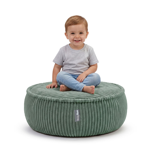 KiddyMoon Pouf enfant en mousse avec housse amovible, vert, L