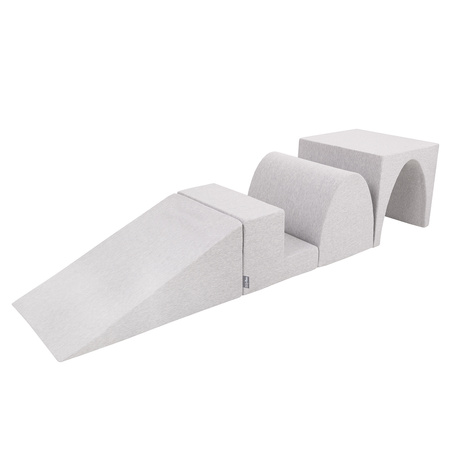 KiddyMoon Aire De Jeux en Mousse avec Rond Piscine à Balles pour Enfants, gris clair: rose poudré/perle/transparent, Piscine (200 Balles) + Version 3