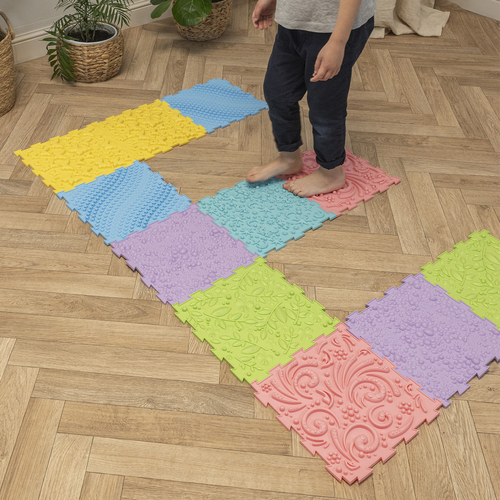 KiddyMoon Tapis Puzzle Sensoriel pour Enfants Tapis Thérapeutique, multicolore, 6 Pieces