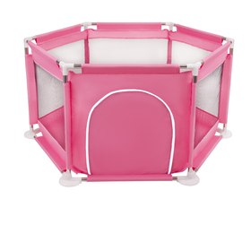 parc bébé hexagonal pliable avec balles plastiques, Rose:babyblue/rose poudré/perle, 900 balles