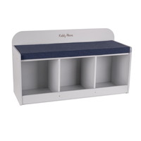 banquette avec étagères pour les enfants KiddyMoon, gris/bleu foncé, UNI