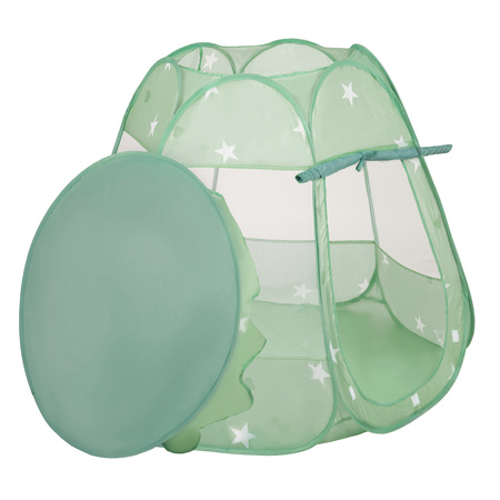 Tente Château Pour Enfants Tente de Jeu Avec Balles Colorées Jouet Cabane Pop-up Château Facile À Monter Maison de Jeu Pour Intérieur et Extérieur, menthe:blanc/gris/menthe/rose poudré, 105x90cm/200 balles