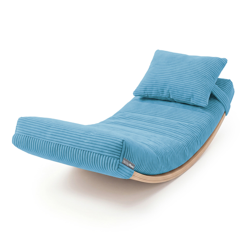 KiddyMoon Planche D'équilibre en Bois Enfant Avec Matelas et Oreiller Balance Board, naturel/bleu, Planche D'équilibre/Matelas/Oreiller