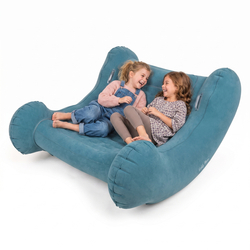 KiddyMoon Fauteuil Sensoriel Gonflable À Bascule Enfant Avec Poignées Et Pompe, bleu clair, L