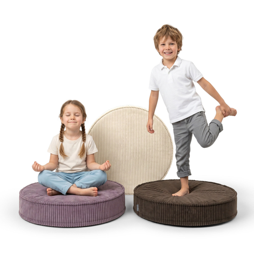 KiddyMoon Ensemble 3 Modules en Mousse pour Enfants pour Chambre D'enfant, beige-brun-violet, Lx3