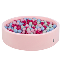 KiddyMoon Piscine À Balles Grande Rond pour Bébé, Fabriqué en UE, rose: rose poudré/rose foncé/babyblue/menthe, 120x30cm/1000 balles