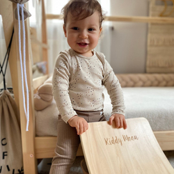 KiddyMoon Planche D'équilibre pour Enfants Planche à Balancer Montessori, Naturelle, 83x29,5x1,4 cm