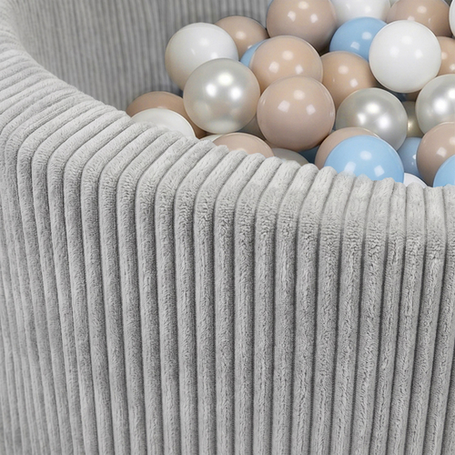 KiddyMoon Piscine Bébé 90 X 30 Cm Avec 200 Balles, Piscine À Balles Pour Bébé Et Enfant, Piscine Enfant En Mousse Douce, Housse Côtelée Lavable, Gris clair: Beige pastel/Bleu pastel/Blanc/Perle, 90x30cm/200 Balles
