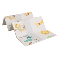 KiddyMoon Tapis de Jeu pour Enfant Bébé Tapis Mousse Tapis de Sol Tapis d'éveilBebe Reversible Stimulation De L'Imagination Pliable Pour L'Intérieur Et L'Extérieur, orange-cirque, 180x200x1cm