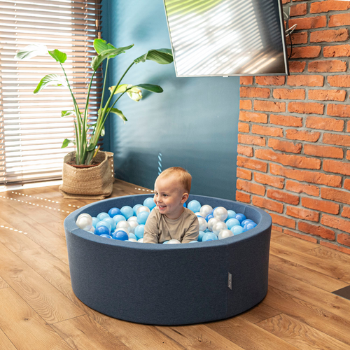 KiddyMoon Piscine à Balles ∅ 7Cm pour Bébé Rond Fabriqué En UE, rose:beige pastel/blanc/perle, 90x30cm/300 Balles