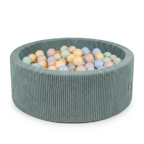KiddyMoon Piscine Bébé, Piscine À Balles Pour Bébé Et Enfant, Piscine Enfant En Mousse Douce, Housse Côtelée Lavable, Vert: Beige pastel/Bleu pastel/Jaune pastel/Menthe, 90x30cm/200 Balles