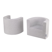 KiddyMoon Ensemble Fauteuils + Table en Mousse pour Enfants Fabriqué en UE, gris clair, Set Fauteuils + Table