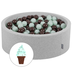 KiddyMoon Piscine à Balles ∅ 7Cm pour Bébé Rond Fabriqué En UE, gris clair, 90x30cm/200 Balles