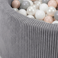 KiddyMoon Piscine Bébé, Piscine À Balles Pour Bébé Et Enfant, Piscine Enfant En Mousse Douce, Housse Côtelée Lavable, Gris foncé: Beige pastel/Blanc/Perle/Gris, 90x30cm/200 Balles