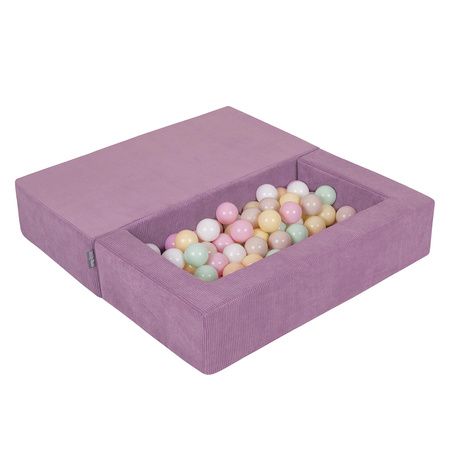 KiddyMoon Canapé en Mousse pour Enfants avec Balles Pour chambre d'enfant Léger Modulable Confortable Housse Amovible Parfait pour Jouer Lire et Se Détendre, violet: beige pastel/jaune pastel/blanc/menthe/rose poudré, Canapé + 100 Balles