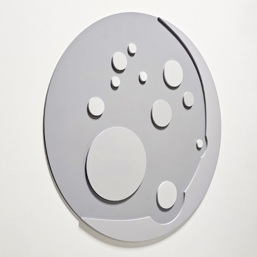 Déco murale KiddyMoon Relief 3D décoration en bois contreplaqué, lune pleine : gris , UNI