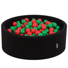 KiddyMoon Piscine à Balles ∅ 7Cm pour Bébé Rond Fabriqué En UE, pomme: vert/rouge, 90x30cm/200 balles