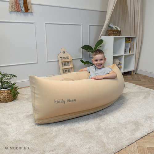 KiddyMoon Gonflable Fauteuil Sensoriel Enfant Avec Poignées Et Pompe, beige, M
