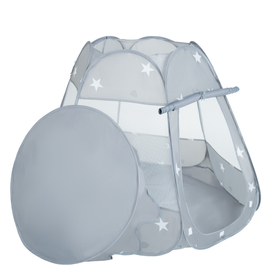 Tente Château Pour Enfants Tente de Jeu Avec Balles Colorées Jouet Cabane Pop-up Château Facile À Monter Maison de Jeu Pour Intérieur et Extérieur, gris:blanco/gris/menthe, 105x90cm/100 balles