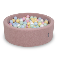 KiddyMoon Piscine à Balles Boules 7 cm pour un Remplissage plus Généreux Pour Bébés au Housse Teddy, Convient dès 8 Mois, Rose: Bleu Pastel/Jaune Pastel/Blanc/Menthe/Rose Poudré, 90x30cm/300 Balles