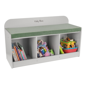 banquette avec étagères pour les enfants KiddyMoon, gris/vert forêt , UNI