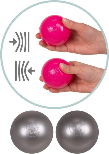 KiddyMoon Balles Colorées Plastique ∅7cm pour Piscine Enfant Bébé Fabriqué en EU, beige pastel/blanc/perle, 100 Balles/7cm