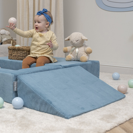 KiddyMoon Pente en Mousse pour Enfants Léger Confortable Modulable Parfait pour la chambre d'enfant Housse Amovible Idéal pour Jouer et Stimuler la Créativité, bleu, Pente