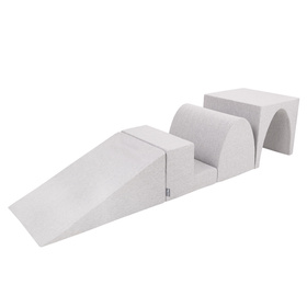 KiddyMoon Aire De Jeux en Mousse avec Rond Piscine à Balles pour Enfants, gris clair: rose poudré/perle/transparent, Piscine (200 Balles) + Version 3