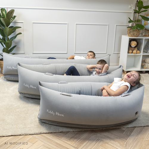 KiddyMoon Gonflable Fauteuil Sensoriel Enfant Avec Poignées Et Pompe, gris, M